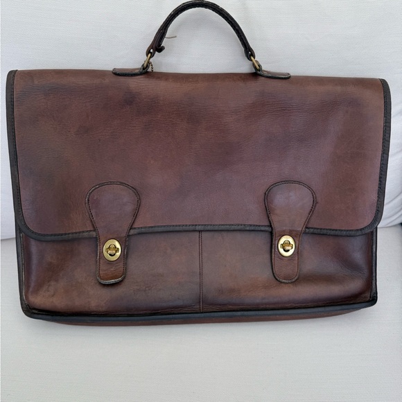 Coach 80’s Vintage Brown Leather Briefcase Portfolio Bag Messenger Turlock - Picture 1 of 9